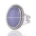 Lovely Blue Lace Achat Edelstein 925 Sterling Silber Ring